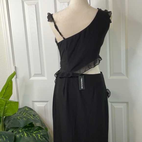 PrettyLittleThing -  NWT Black Chiffon Frill Cut Out Maxi Dress Size 6 - Picture 13 of 16